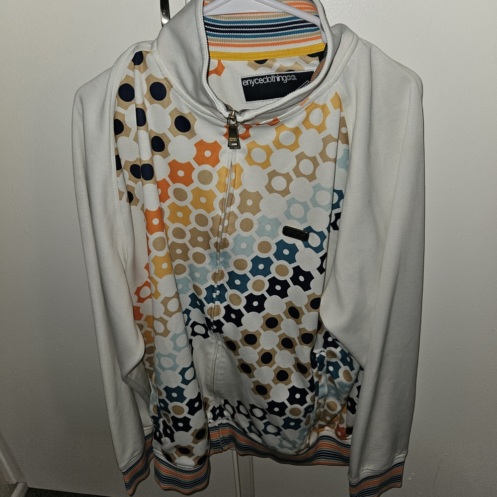 White And Multicolor Geometric Pattern Jacket - image 1